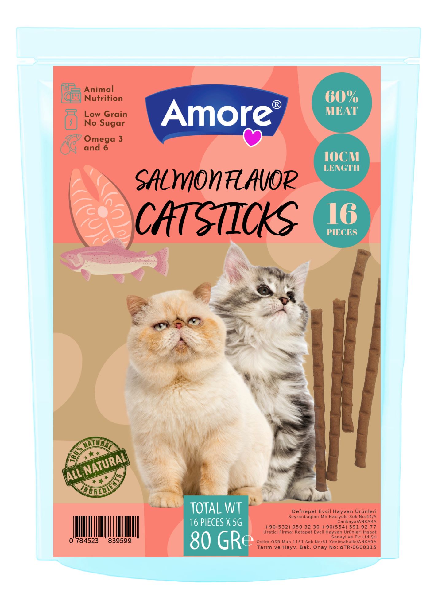 Avida 16lı Sticks Kedi Ödül Çubuğu (Somonlu)