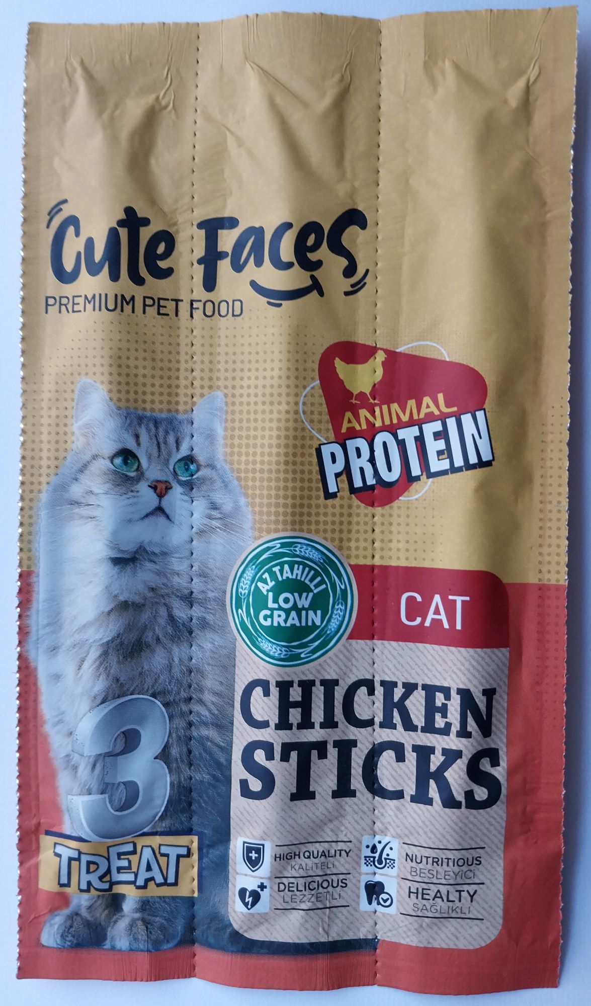 Cute Faces 3lü Kedi Ödül Çubuğu Sticks (Tavuklu)