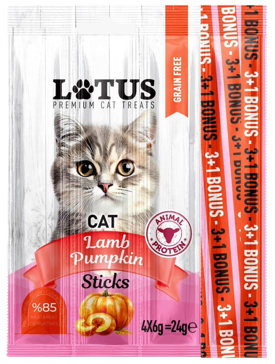 Lotus 4lü Lamb-Pumpkin Kedi Ödül Çubuğu (Kuzulu, Bal Kabağı)